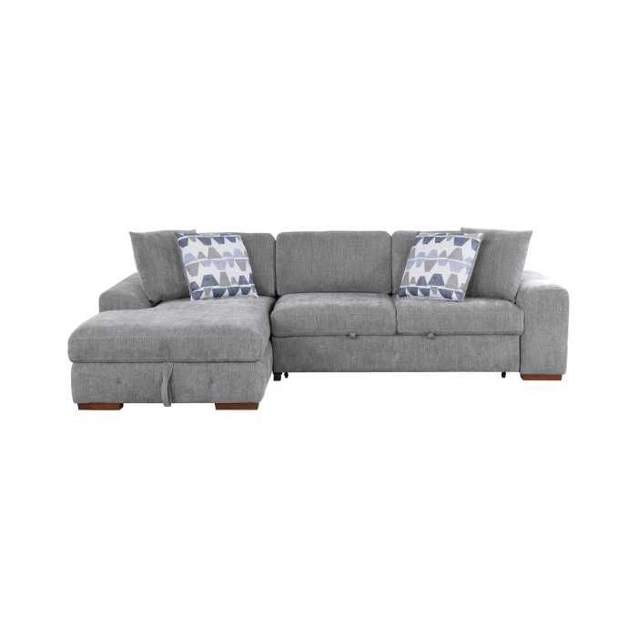 9624GY*3LC2R Raife Gray 3-Piece Sectional with Left Chaise, Pull-out Bed and Ottoman