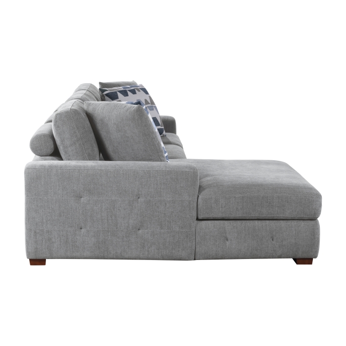 9624GY*3LC2R Raife Gray 3-Piece Sectional with Left Chaise, Pull-out Bed and Ottoman