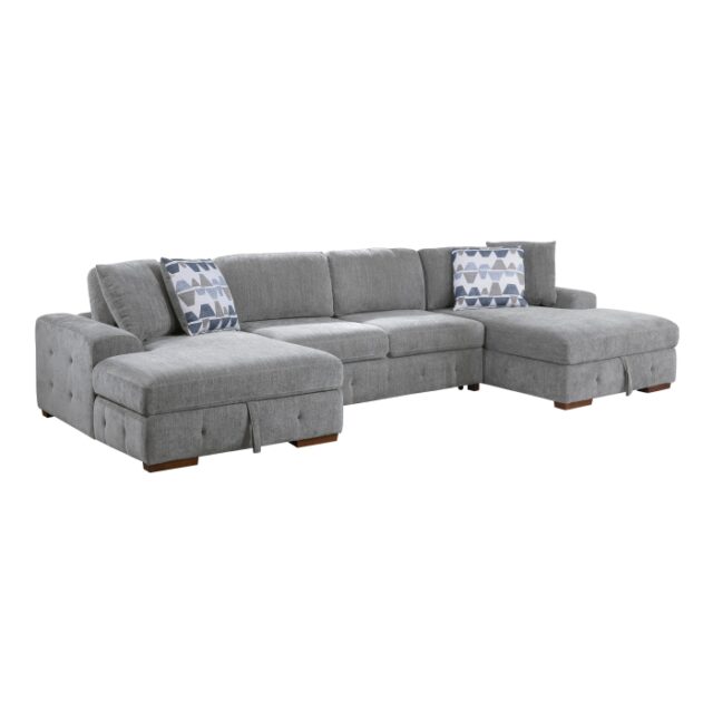9624GY*3LCRC Raife Gray 3-Piece Sectional with Left and Right Chaise