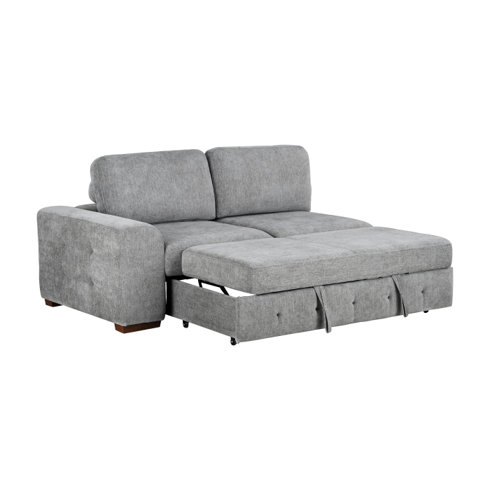 9624GY*52LRC Raife Gray 5-Piece Sectional with Right Chaise, Pull-out Bed and Ottoman