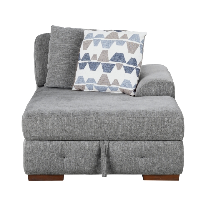 9624GY*52LRC Raife Gray 5-Piece Sectional with Right Chaise, Pull-out Bed and Ottoman