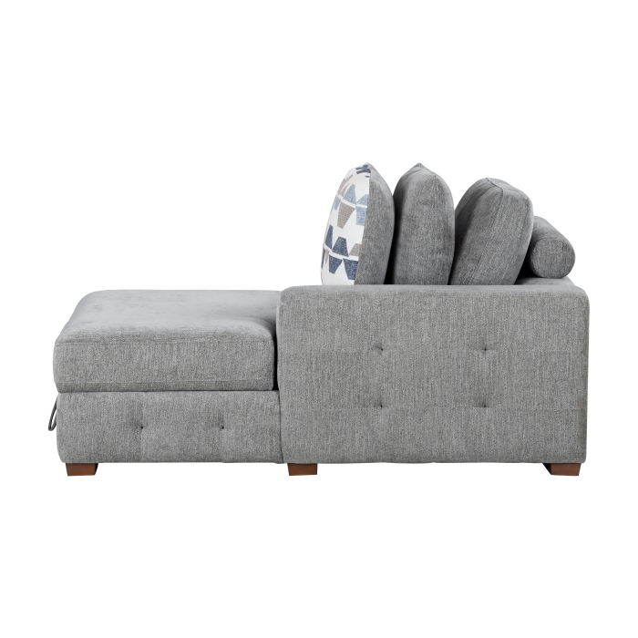 9624GY*52LRC Raife Gray 5-Piece Sectional with Right Chaise, Pull-out Bed and Ottoman