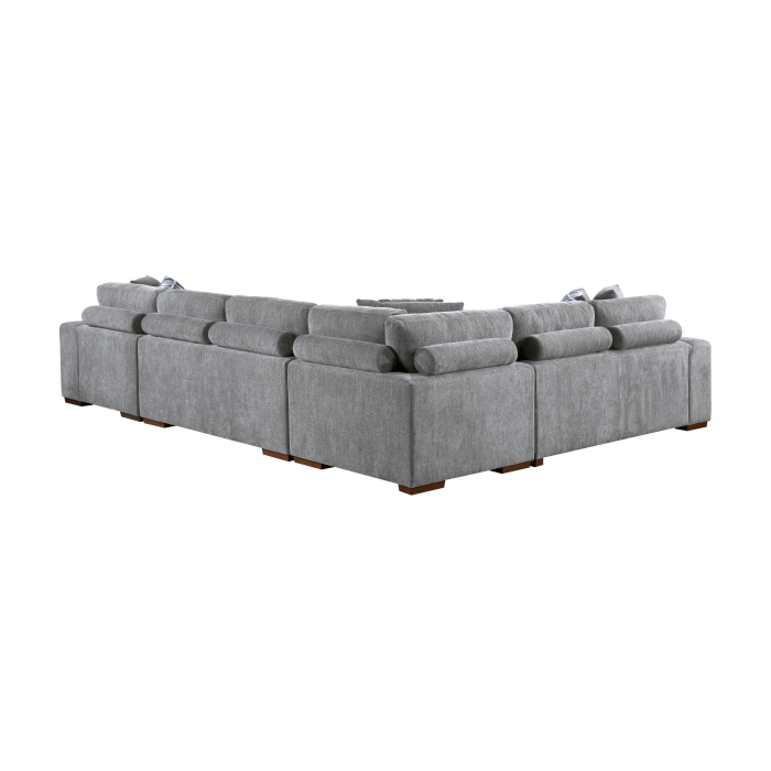 9624GY*52LRC Raife Gray 5-Piece Sectional with Right Chaise, Pull-out Bed and Ottoman