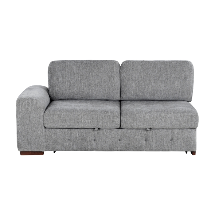 9624GY*52LRC Raife Gray 5-Piece Sectional with Right Chaise, Pull-out Bed and Ottoman