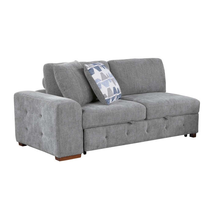 9624GY*52LRC Raife Gray 5-Piece Sectional with Right Chaise, Pull-out Bed and Ottoman