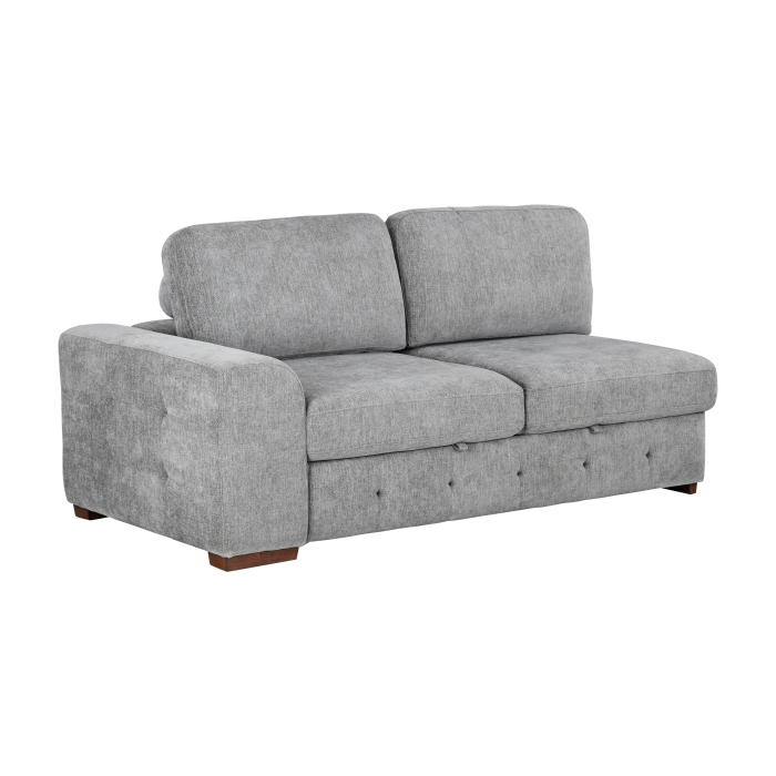 9624GY*52LRC Raife Gray 5-Piece Sectional with Right Chaise, Pull-out Bed and Ottoman
