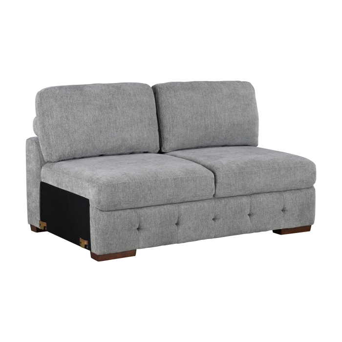 9624GY*5LC2R Raife Gray 5-Piece Sectional with Left Chaise, Pull-out Bed and Ottoman