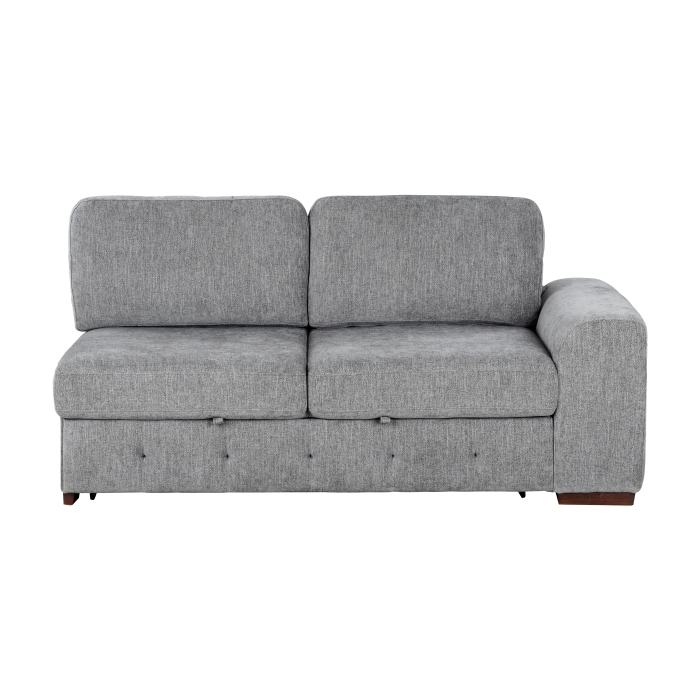9624GY*5LC2R Raife Gray 5-Piece Sectional with Left Chaise, Pull-out Bed and Ottoman