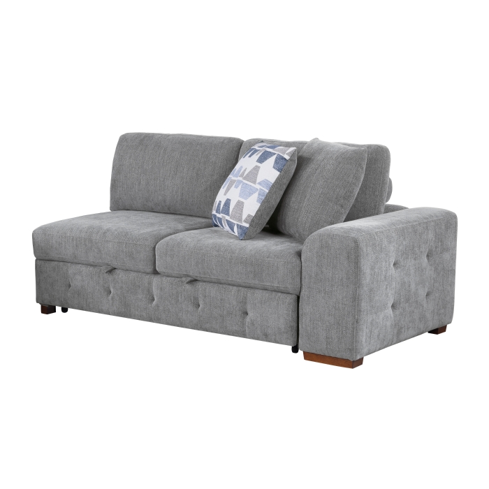 9624GY*5LC2R Raife Gray 5-Piece Sectional with Left Chaise, Pull-out Bed and Ottoman