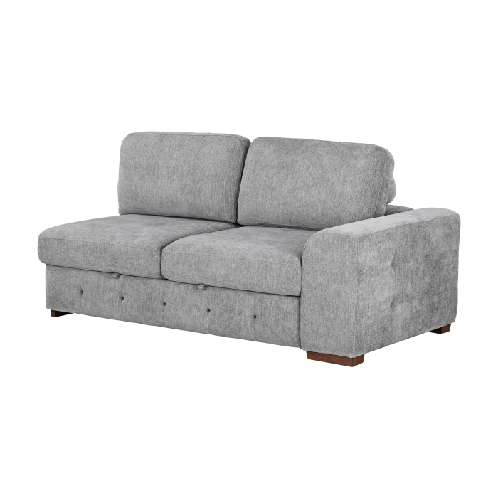 9624GY*5LC2R Raife Gray 5-Piece Sectional with Left Chaise, Pull-out Bed and Ottoman
