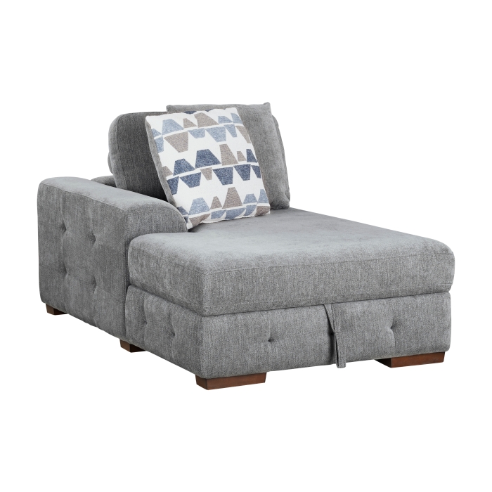 9624GY*5LC2R Raife Gray 5-Piece Sectional with Left Chaise, Pull-out Bed and Ottoman