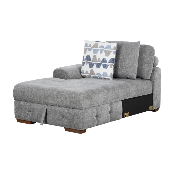 9624GY*5LC2R Raife Gray 5-Piece Sectional with Left Chaise, Pull-out Bed and Ottoman
