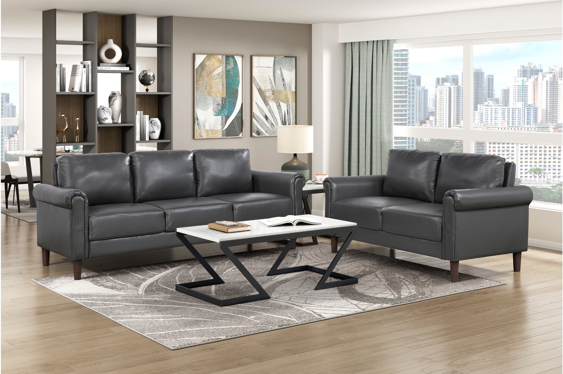 9690DGY Hector Dark Gray Sofa Set