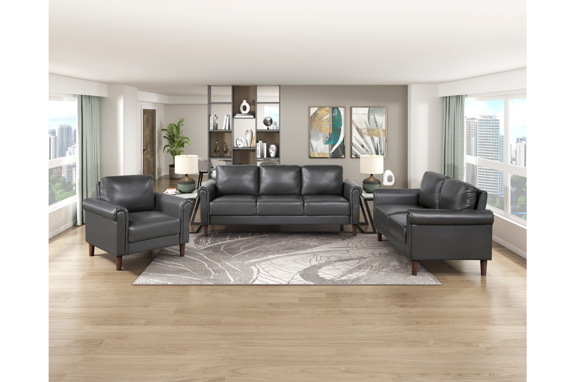 9690DGY Hector Dark Gray Sofa Set