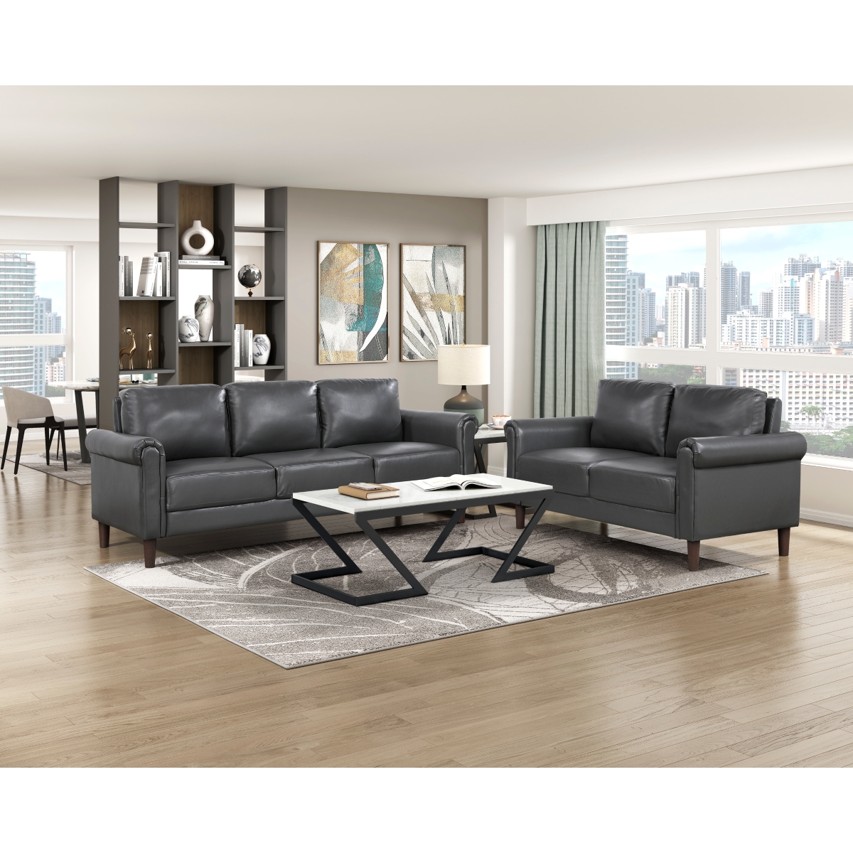 9690DGY Hector Dark Gray Sofa Set