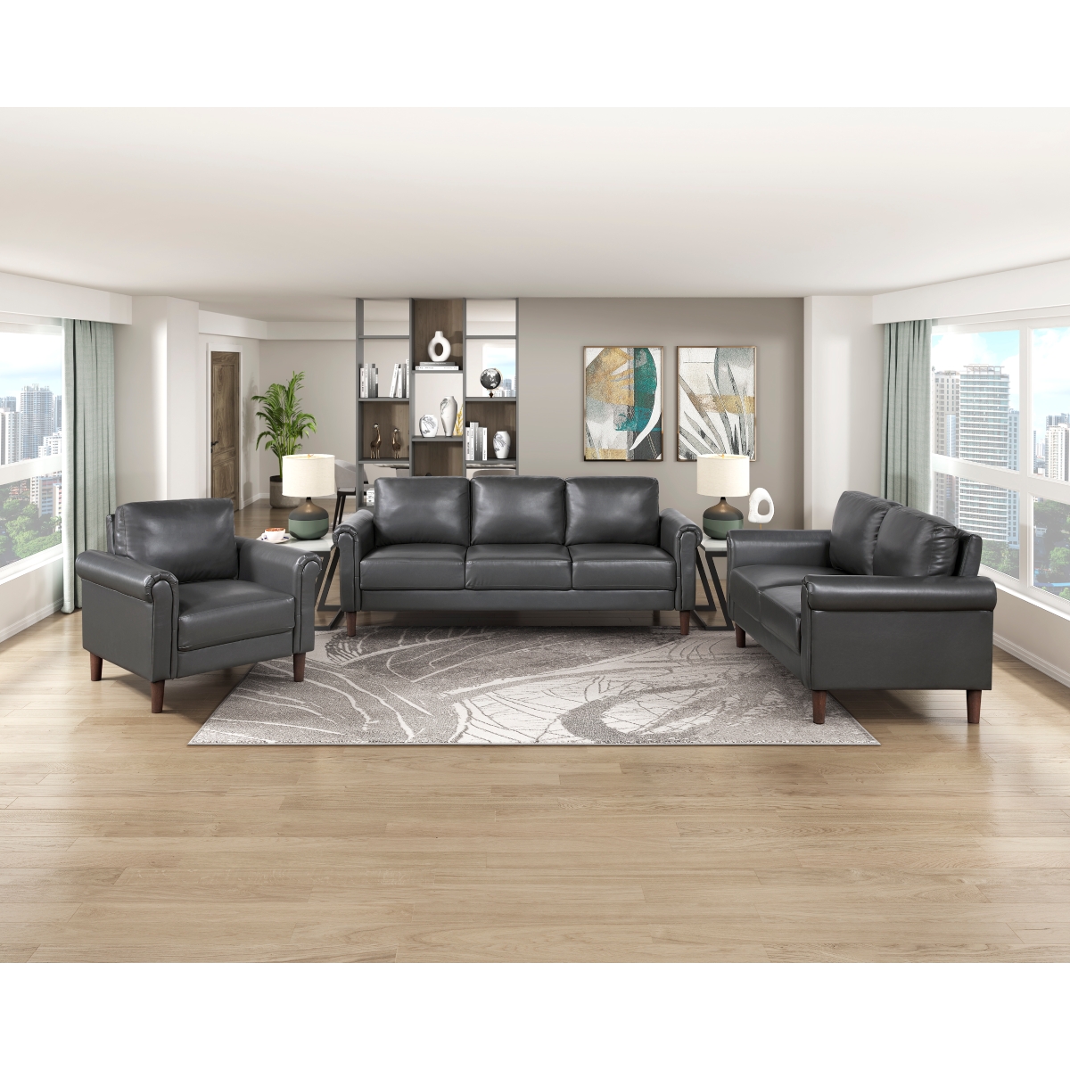 9690DGY Hector Dark Gray Sofa Set