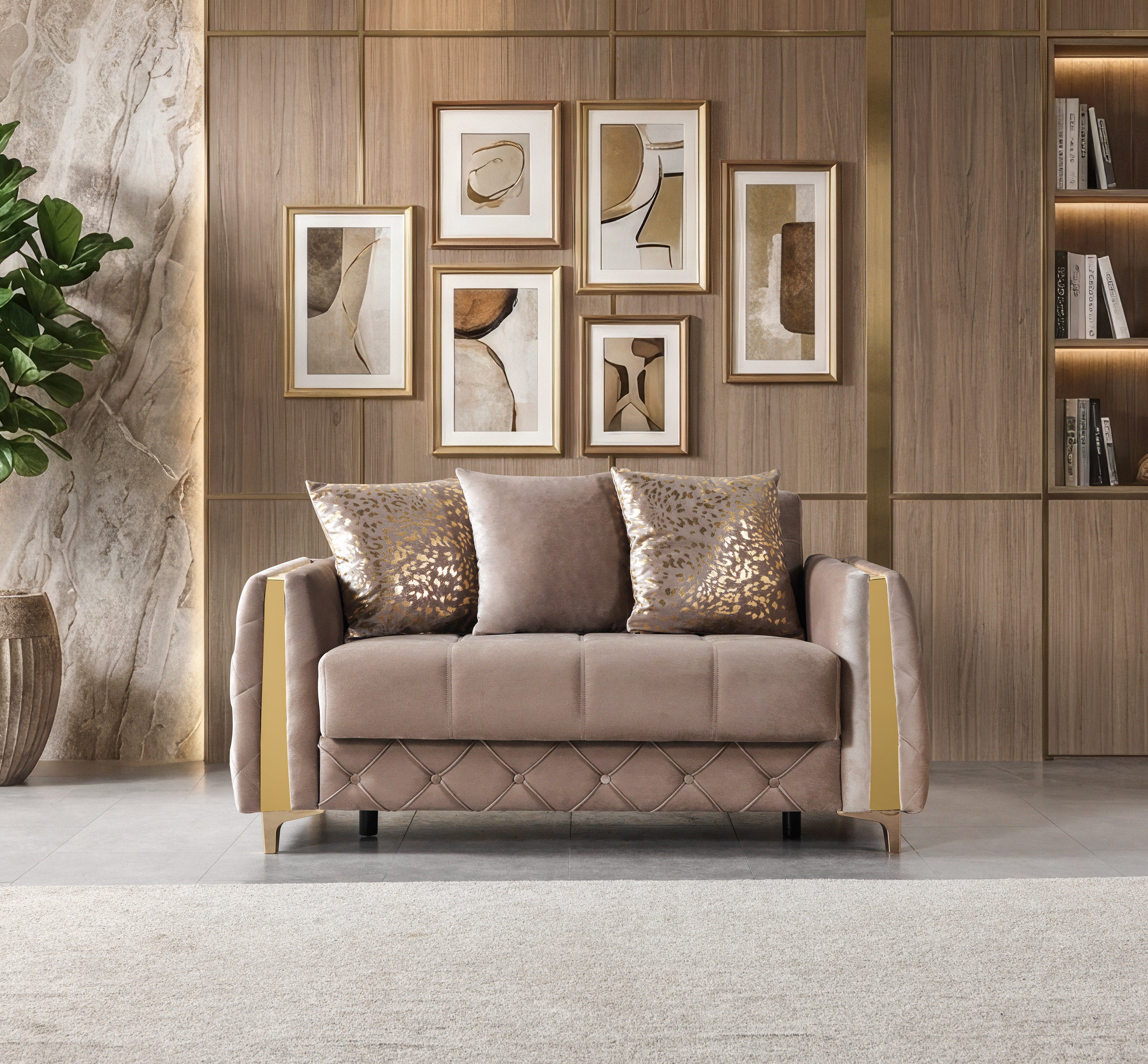 Florence Coffee Velvet Loveseat 64.5"