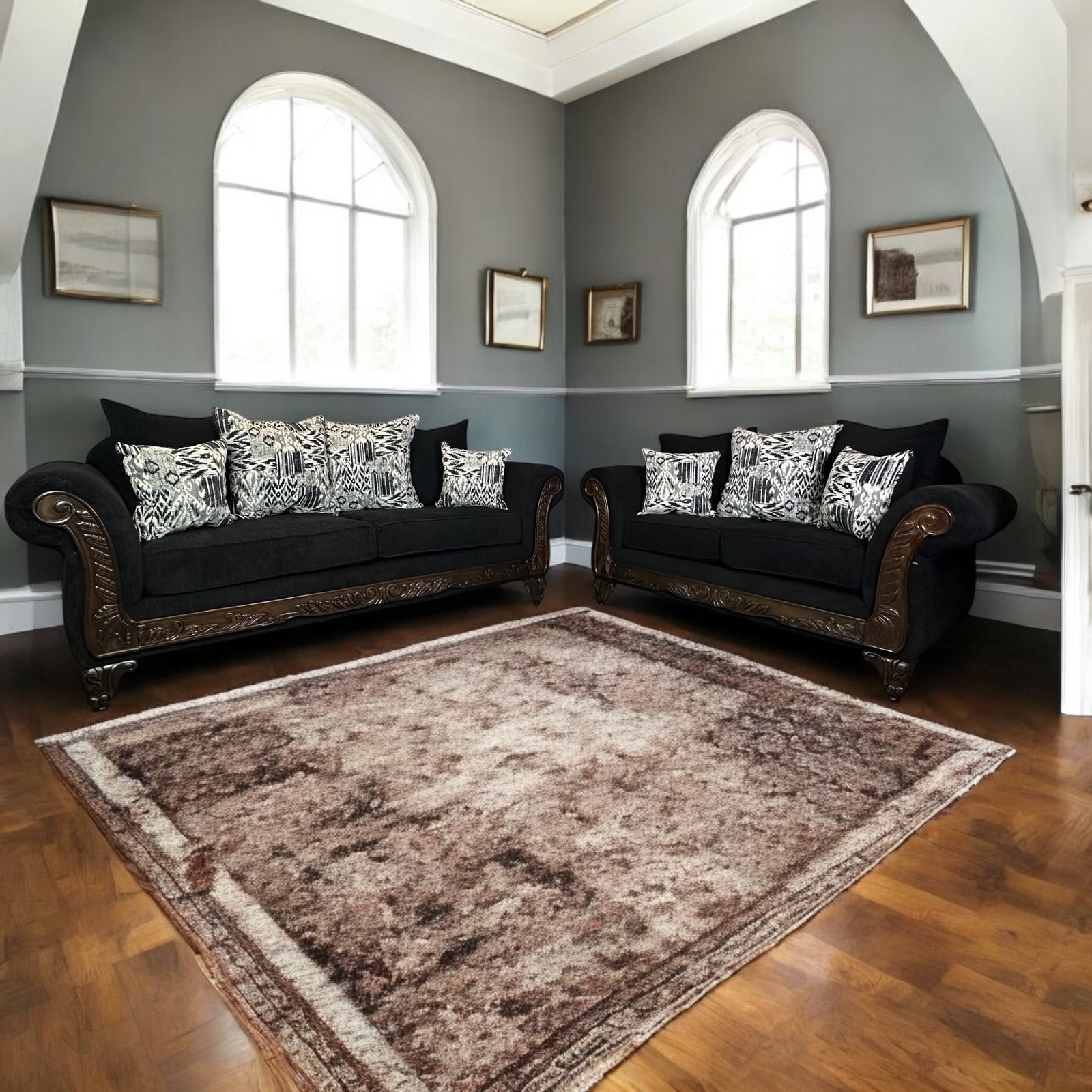 Helen Sofa & Loveseat Black