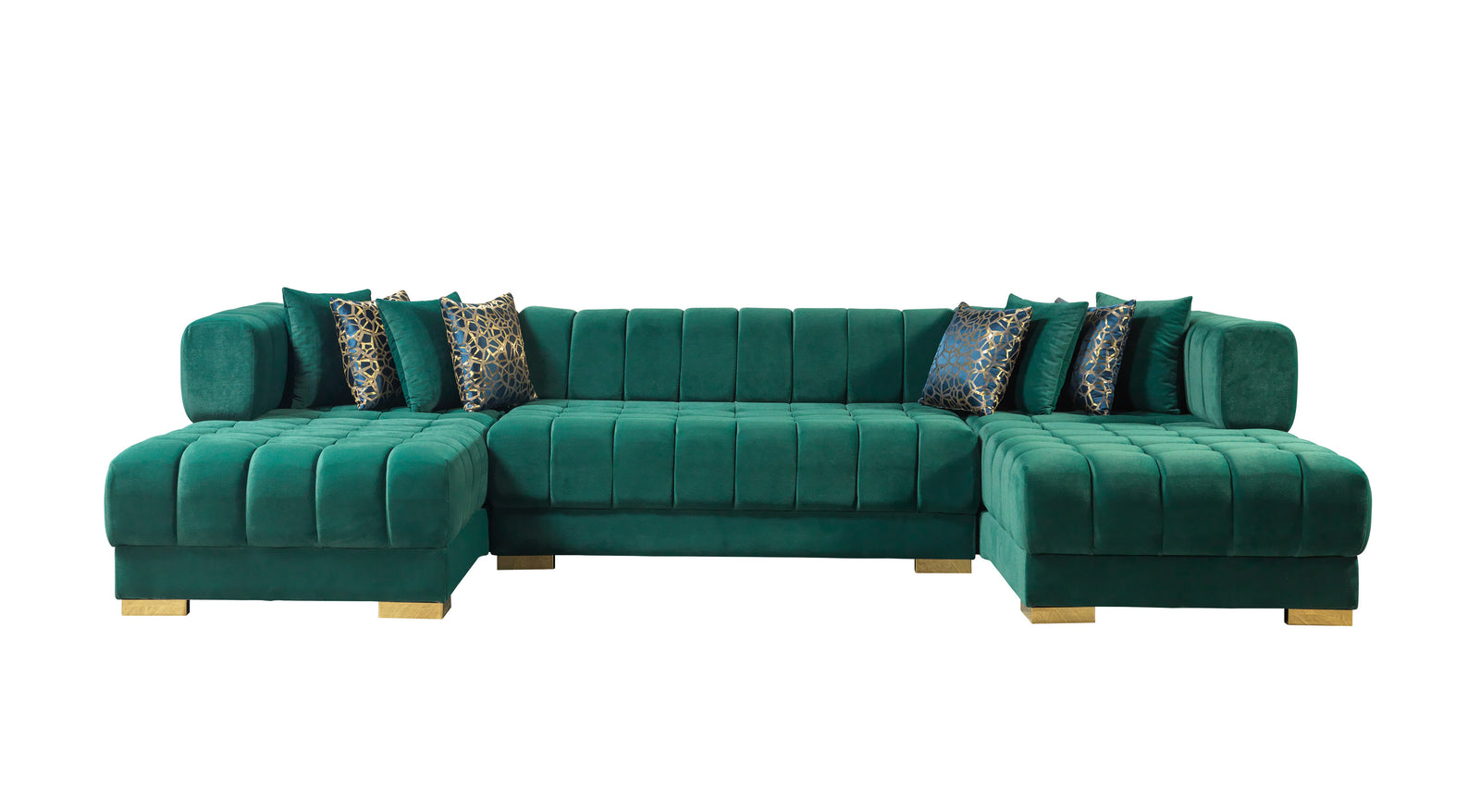 Ariana Green Velvet Double Chaise 138" Sectional
