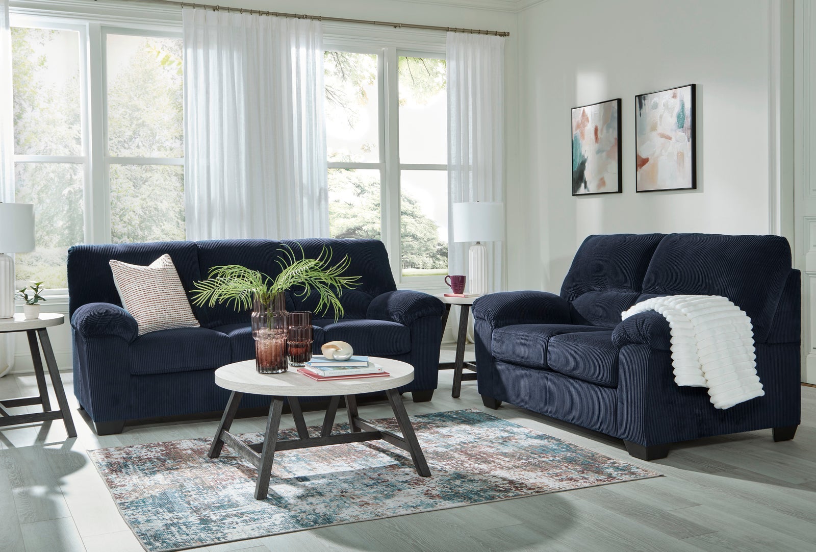 Ashley 242-05 Navy Sofa & Loveseat Set