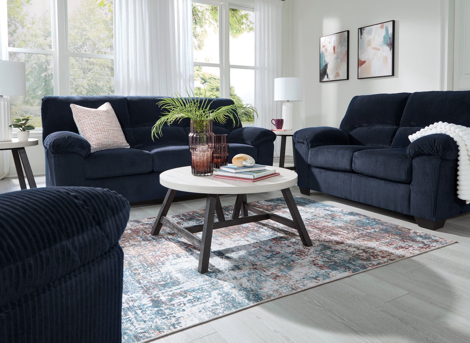 Ashley 242-05 Navy Sofa & Loveseat Set