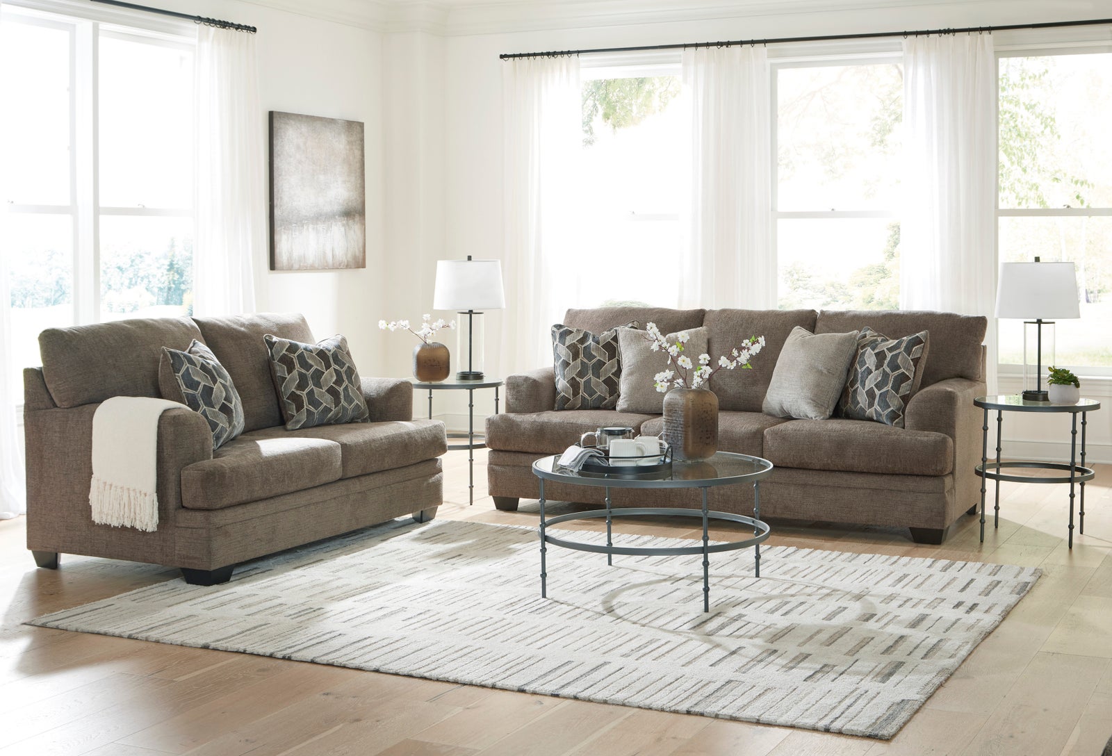 Ashley 595-05 Nutmeg Sofa & Loveseat Set