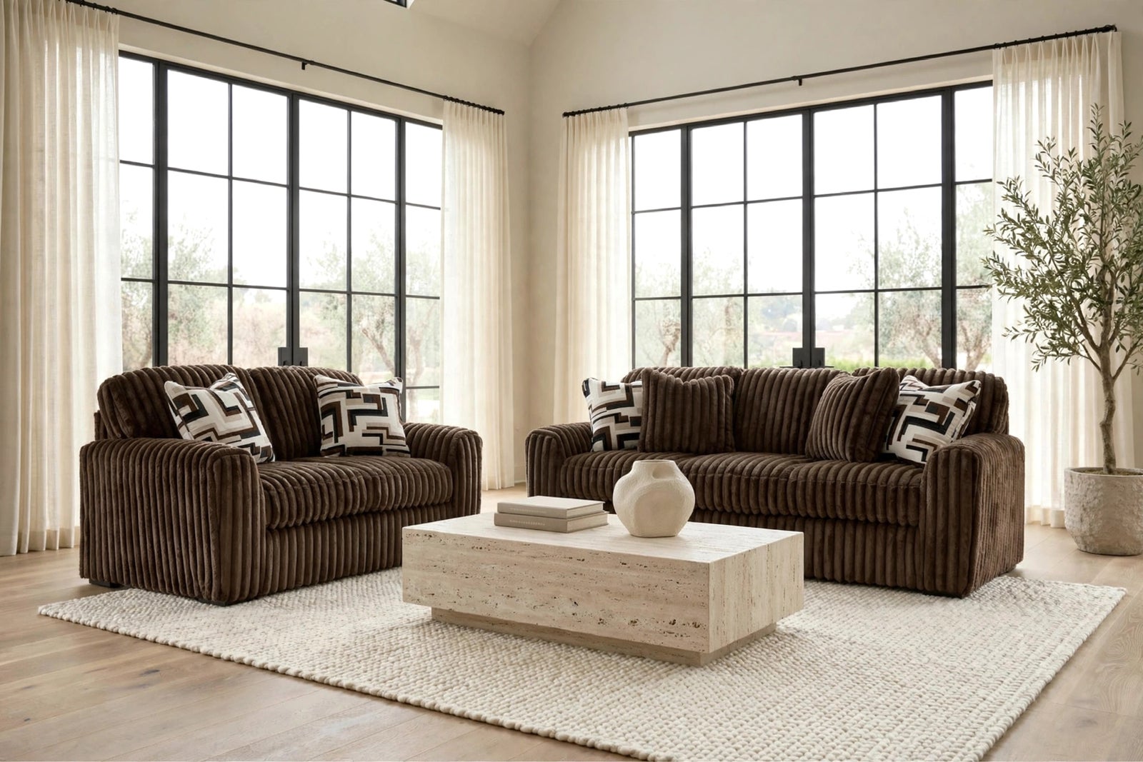 Ashley 981-04 Chocolate Oversized Sofa & Loveseat Set