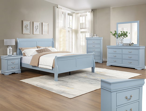 B3760 Louis Philip Blue Bedroom Set