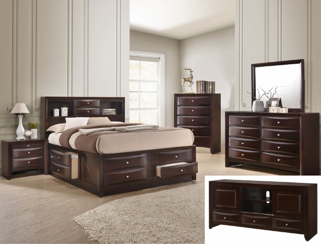 B4265 Emily Dark Cherry Storage Bedroom Set