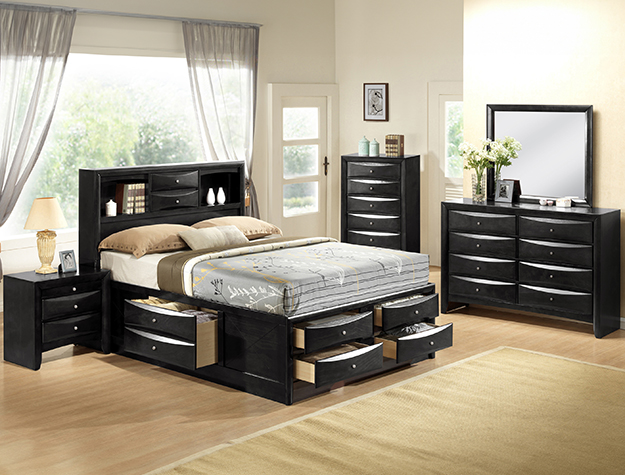B4285 Emily Black Storage Bedroom Set