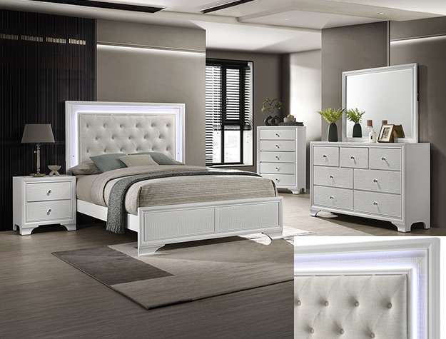 B4312 Lyssa Oat and Frost LED Bedroom Set