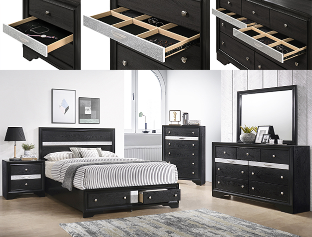 B4670 Regata Black and Silver Bedroom Set