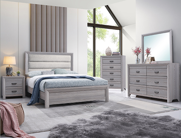 B6712 Adelaide Driftwood Upholstered Bedroom Set
