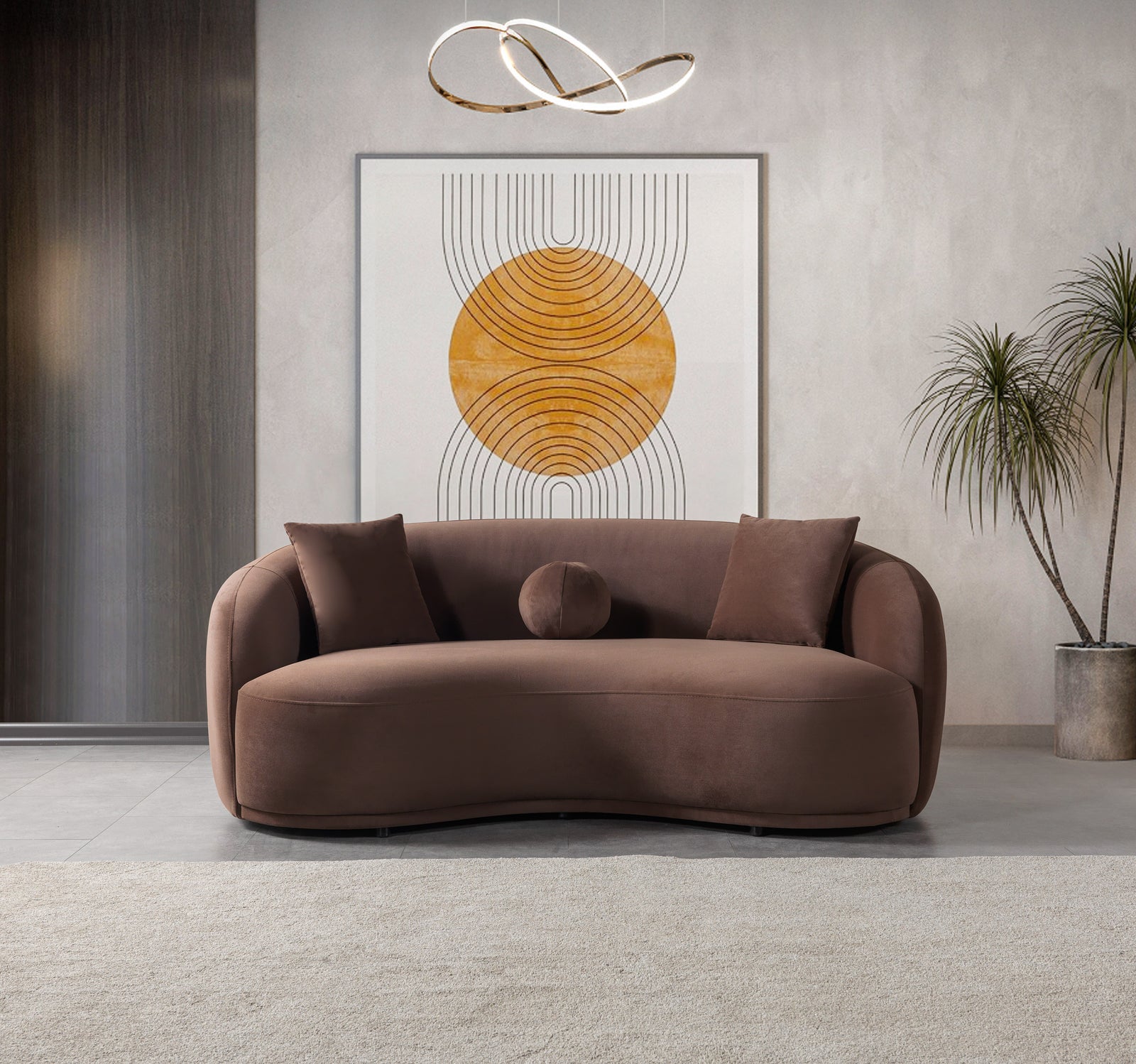 Bonita Coffee Velvet Sofa 91" & Loveseat 81"