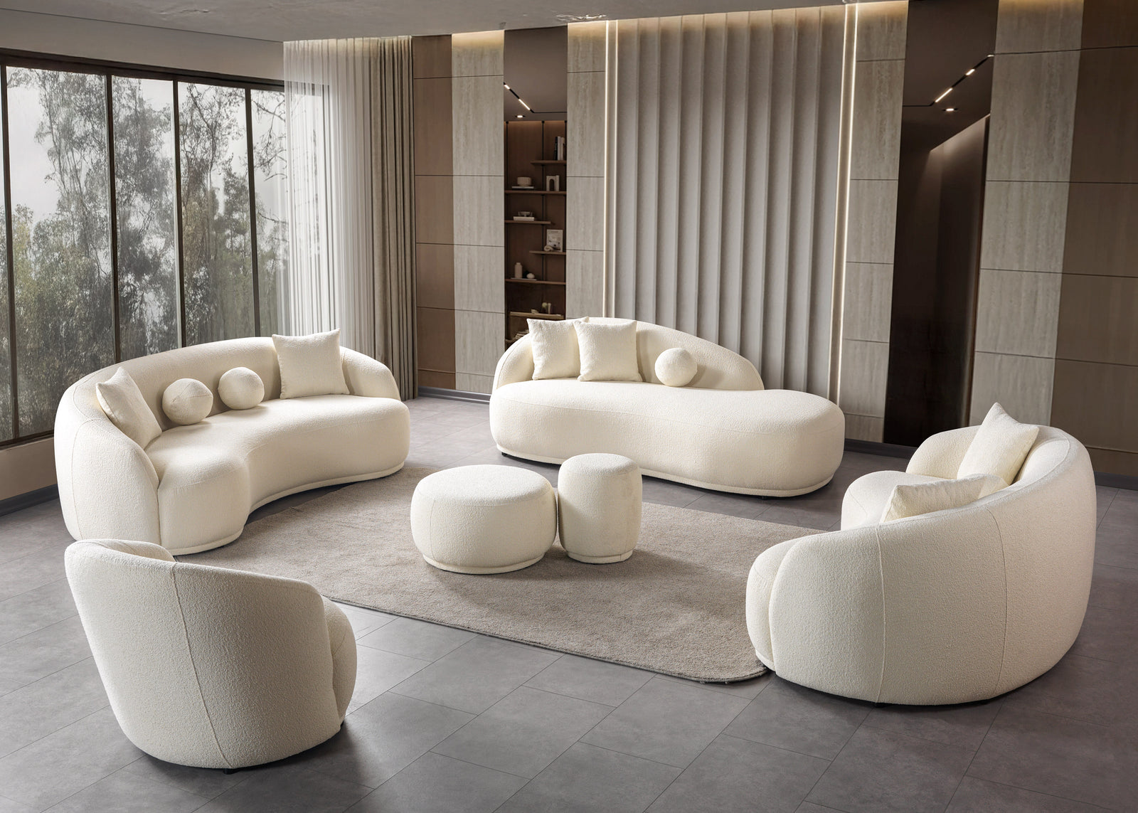 Bonita Ivory Boucle Sofa Chaise 87"