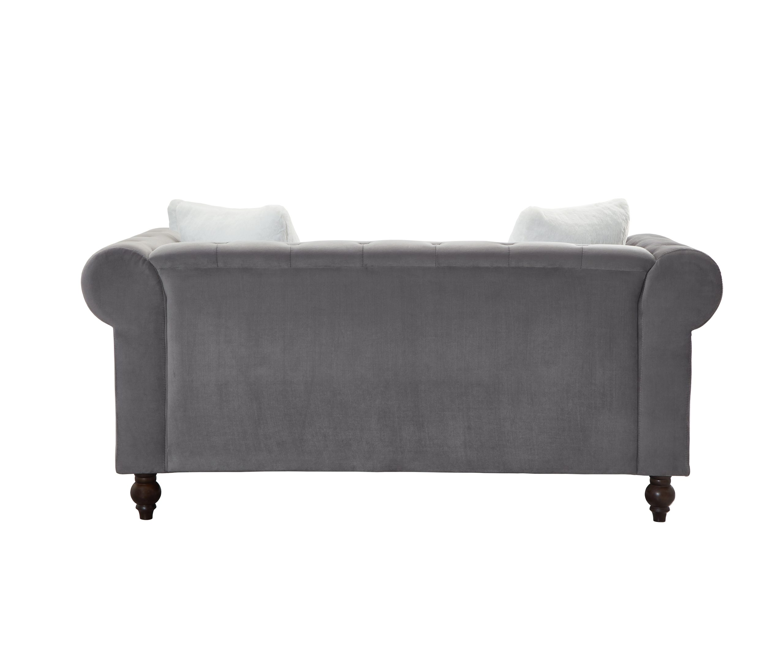 Brooke Gray Velvet Chesterfield Sofa & Loveseat