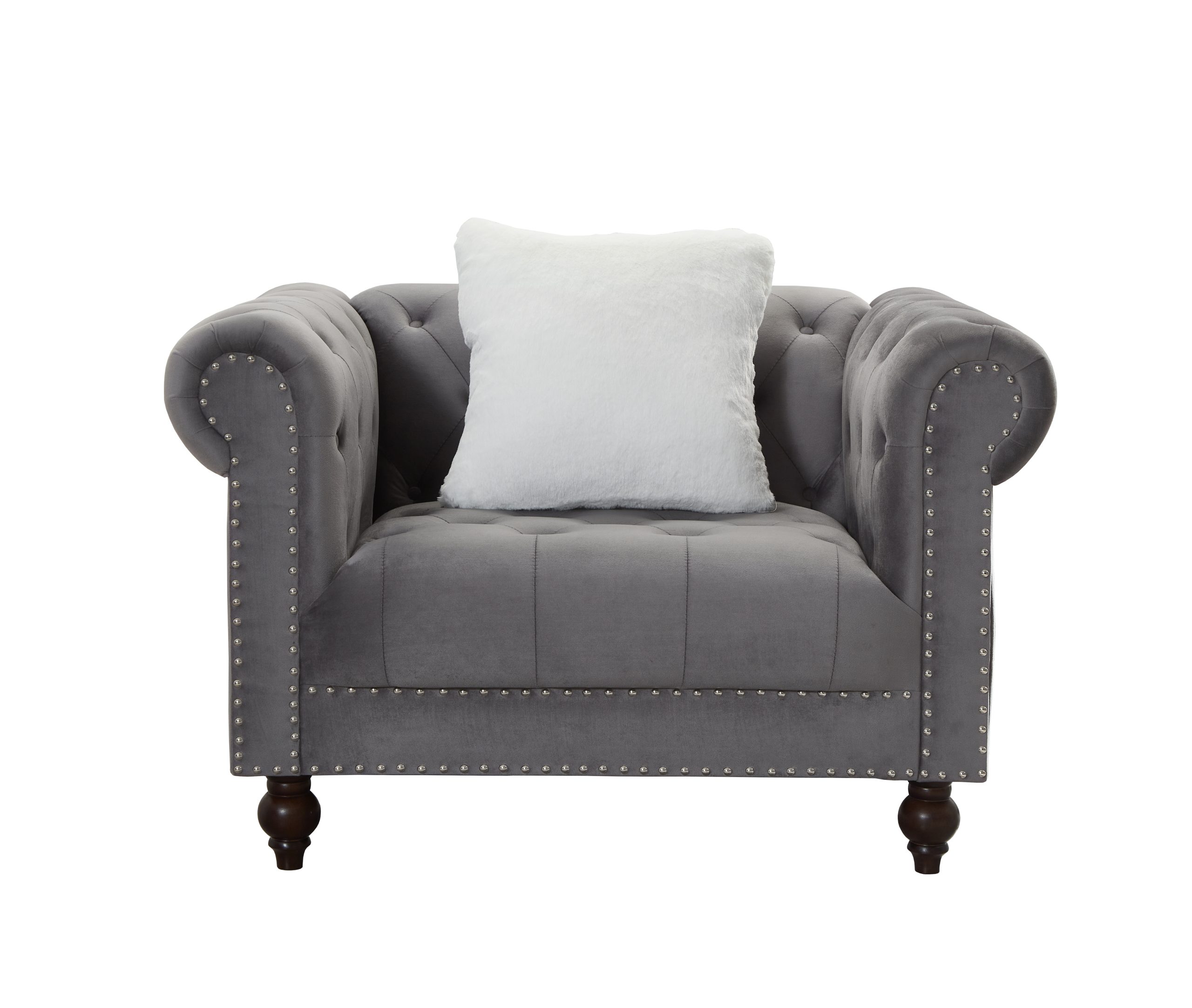 Brooke Gray Velvet Chesterfield Sofa & Loveseat