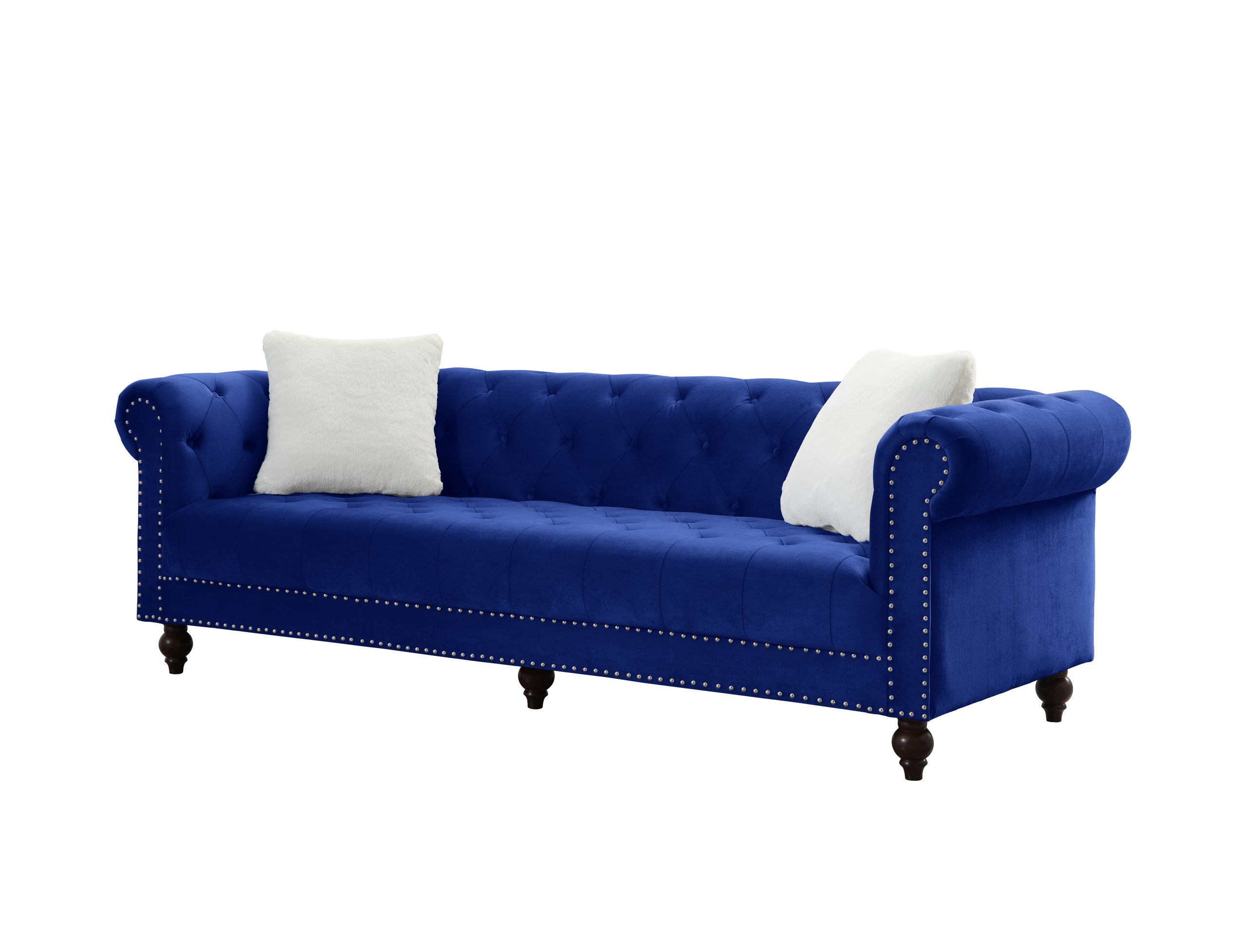 Brooke Navy Blue Velvet Chesterfield Sofa & Loveseat