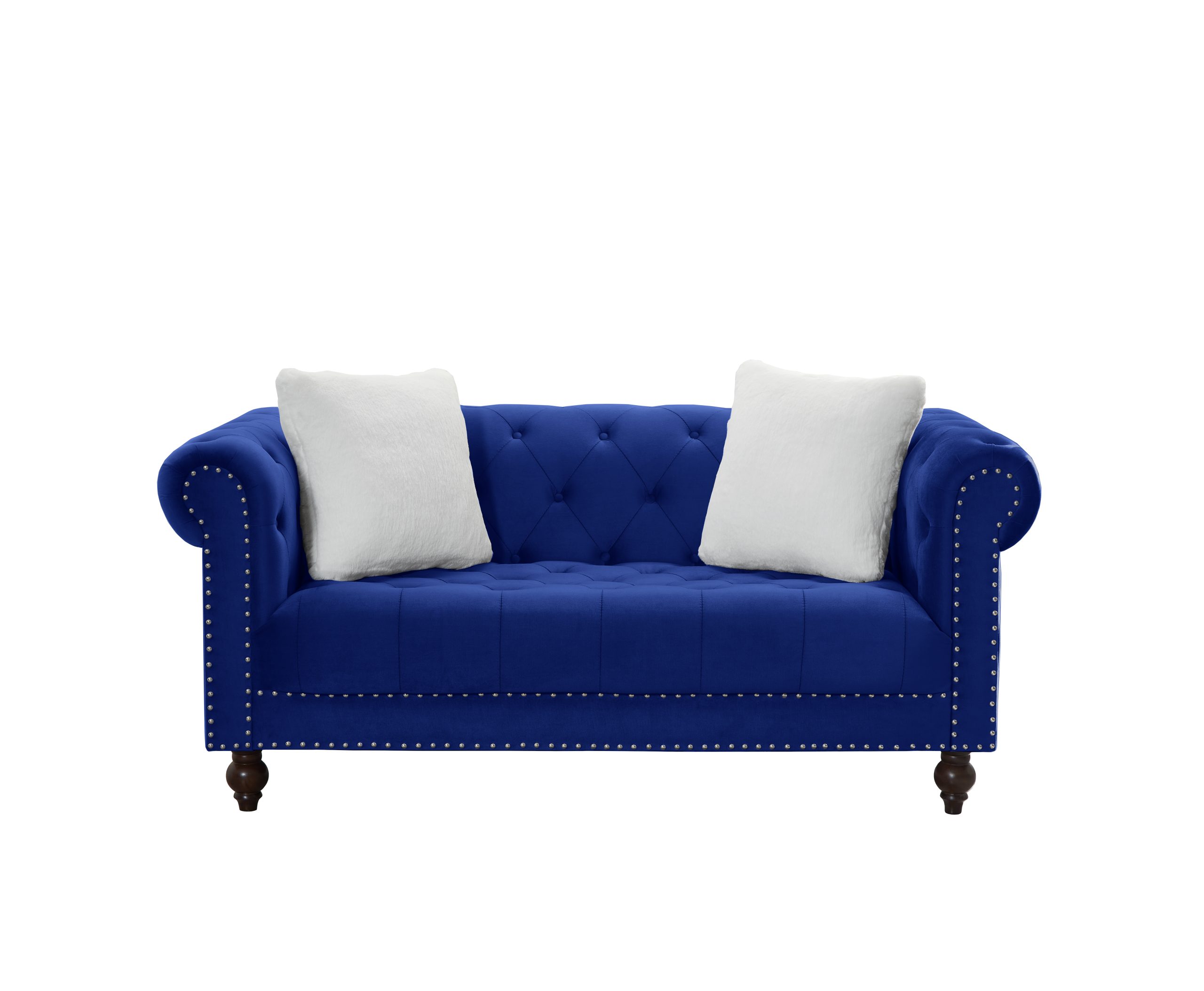 Brooke Navy Blue Velvet Chesterfield Sofa & Loveseat