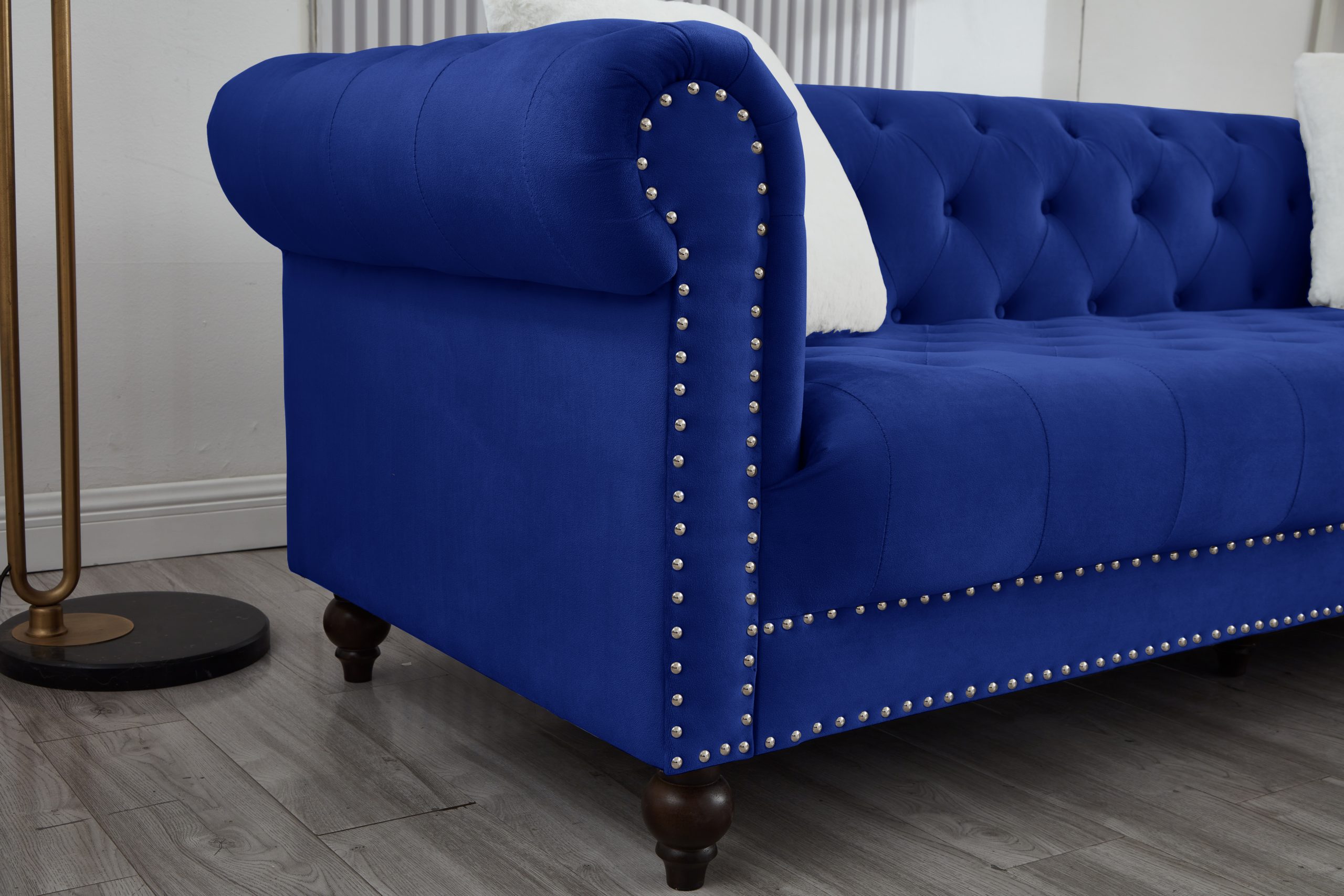 Brooke Navy Blue Velvet Chesterfield Sofa & Loveseat