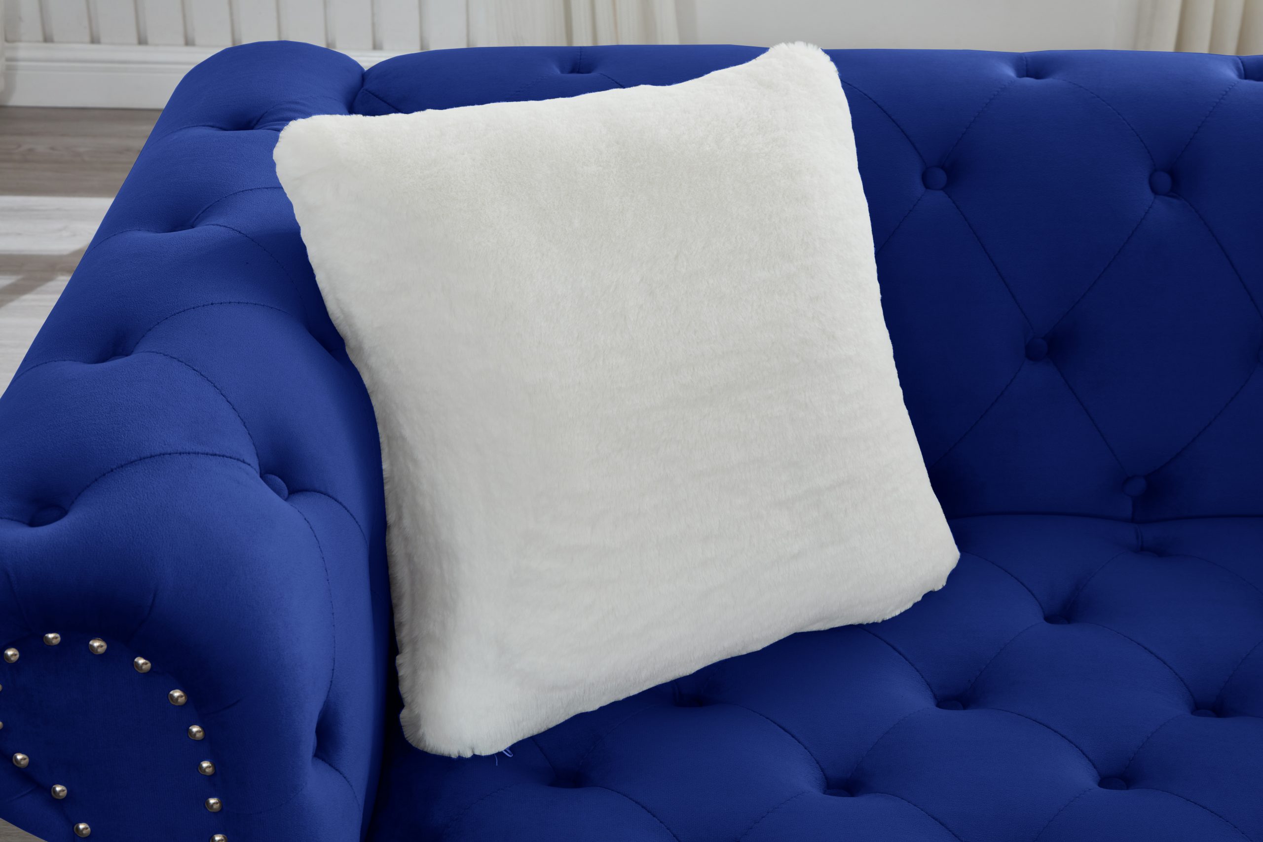 Brooke Navy Blue Velvet Chesterfield Sofa & Loveseat