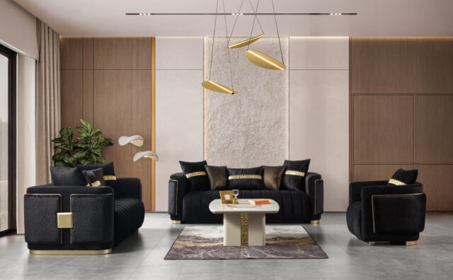 Carlina Black Velvet Sofa & Loveseat