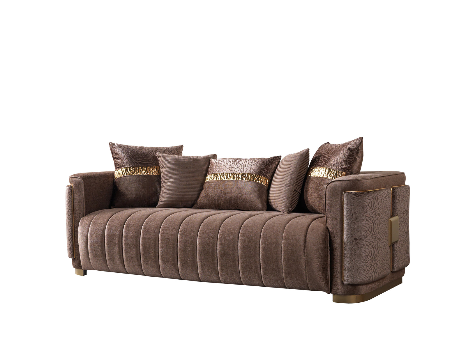 Carlina Coffee Velvet Sofa & Loveseat