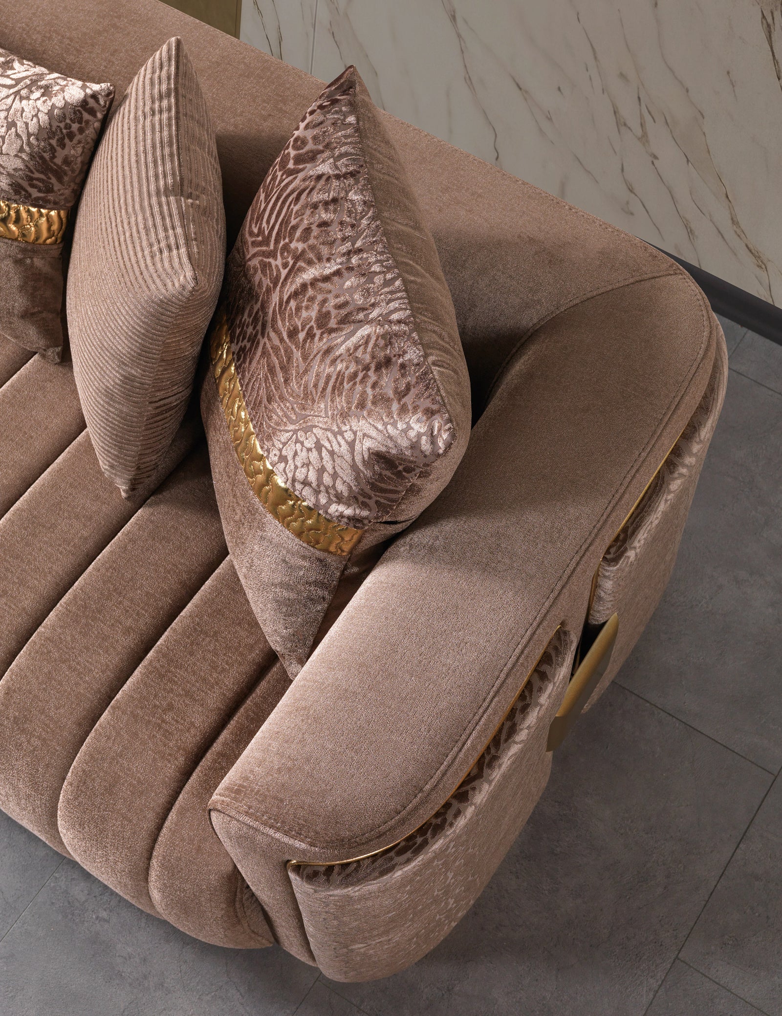 Carlina Coffee Velvet Sofa & Loveseat