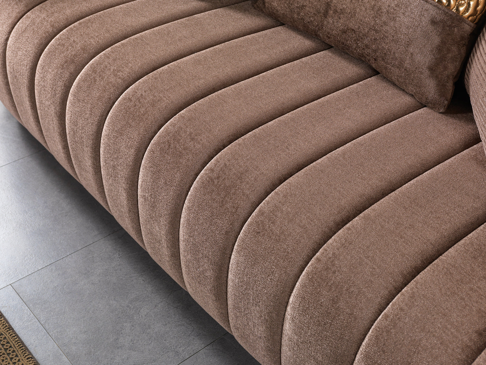 Carlina Coffee Velvet Sofa & Loveseat