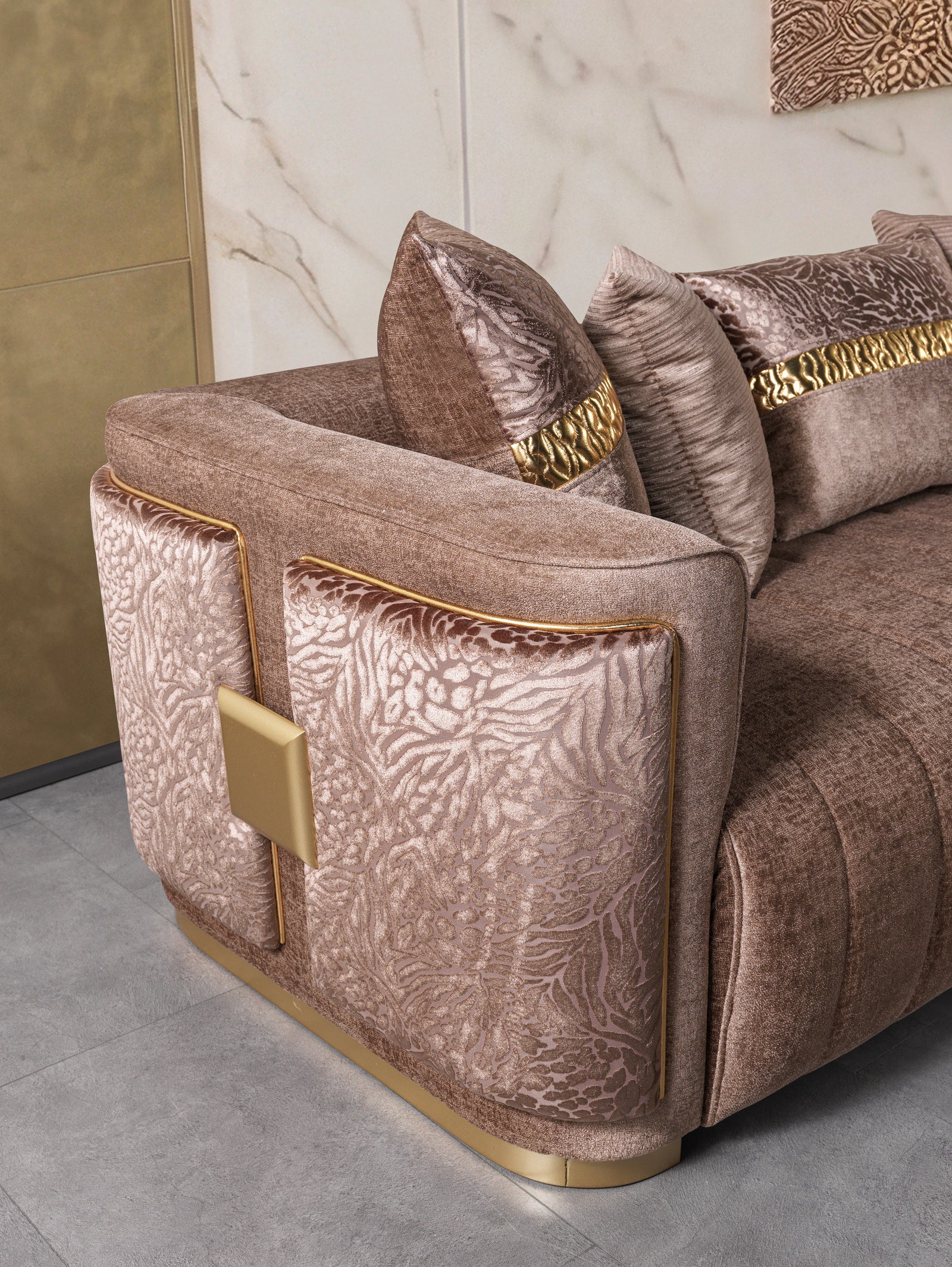 Carlina Coffee Velvet Sofa & Loveseat