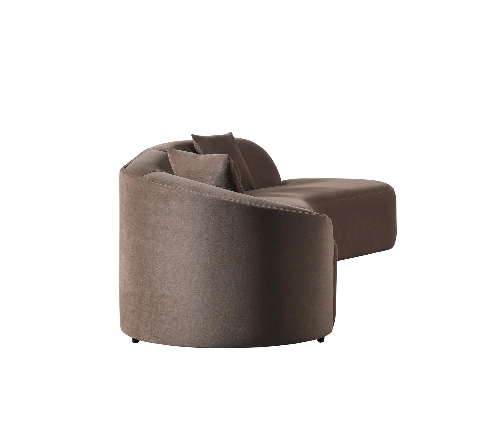 Cloe Coffee Velvet Curved 134" Right-Facing Chaise Sectional