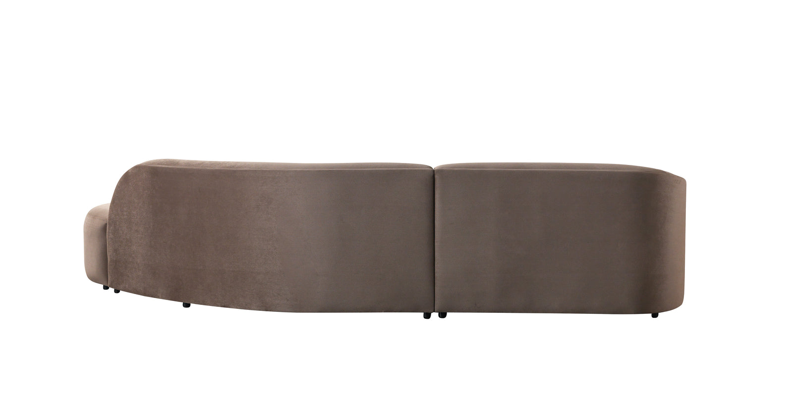 Cloe Coffee Velvet Curved 134" Right-Facing Chaise Sectional