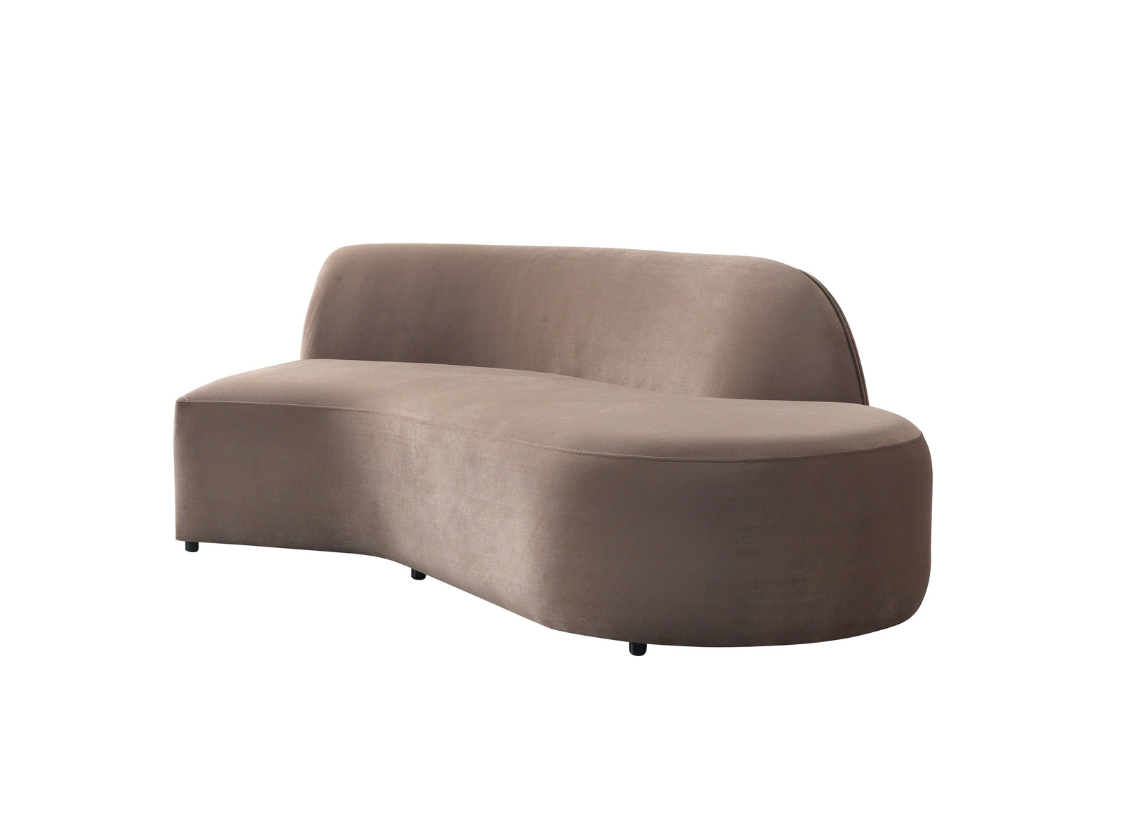 Cloe Coffee Velvet Curved 134" Right-Facing Chaise Sectional