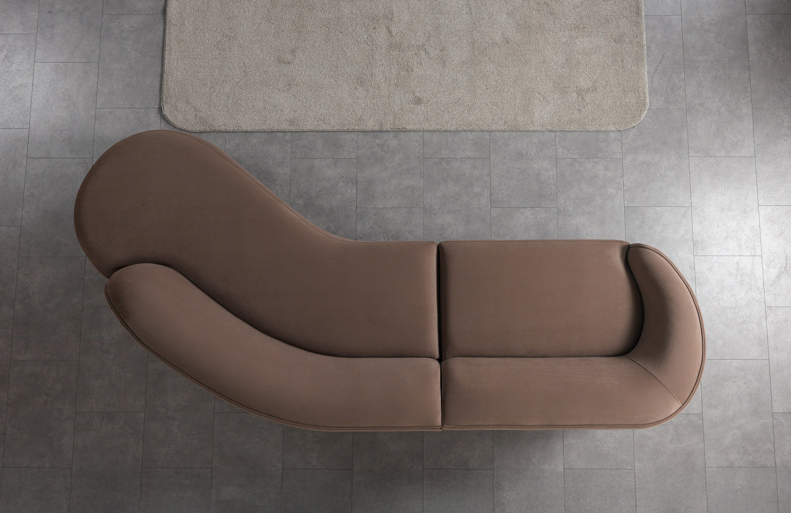 Cloe Coffee Velvet Curved 134" Right-Facing Chaise Sectional